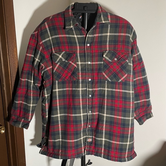 Dickies Vintage Insulated Plaid Snap Up Jacket LG - Picture 8 of 8